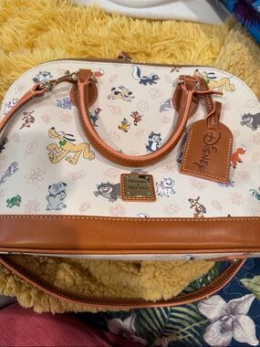 Dooney & Bourke Cream and Tan Disney pets dogs cats Dome Satchel